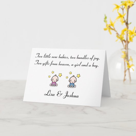 Zwillingskartentenkarte, Mädchen & Jungen, Karte (Gelbe Blume)