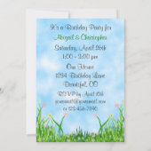 Zwillingskätzchen und Blume 1. Geburtstagskatze Einladung (Rückseite)