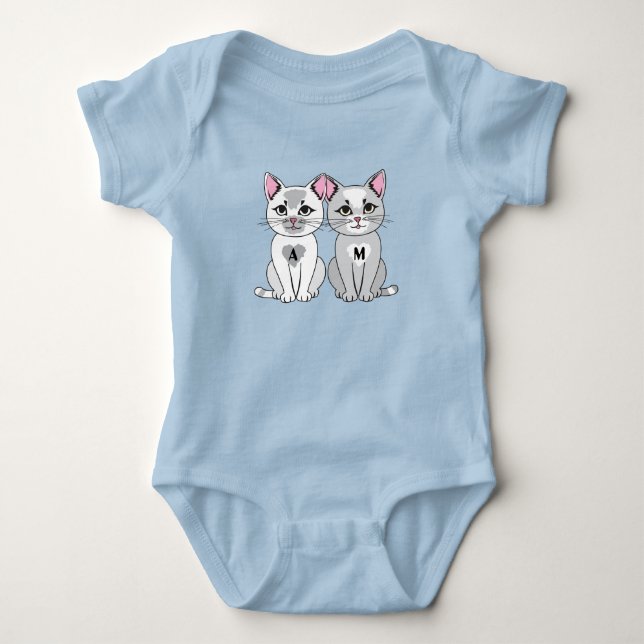 Zwillingskatze Baby Strampler (Vorderseite)