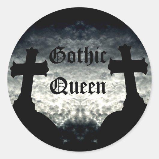 Zwillingskreuzungen Gothic Queen Runder Aufkleber (Vorderseite)