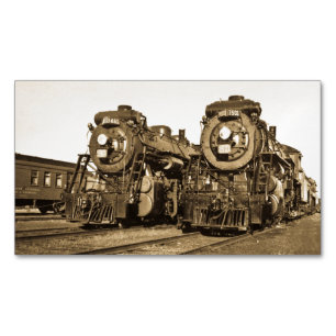 Zwillingslokomotiven Vintage-Lokomotiven Eisenbahn Magnetische Visitenkarte