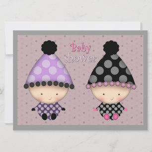 Zwillingsmädchen-Baby-Shower-Einladungen Einladung