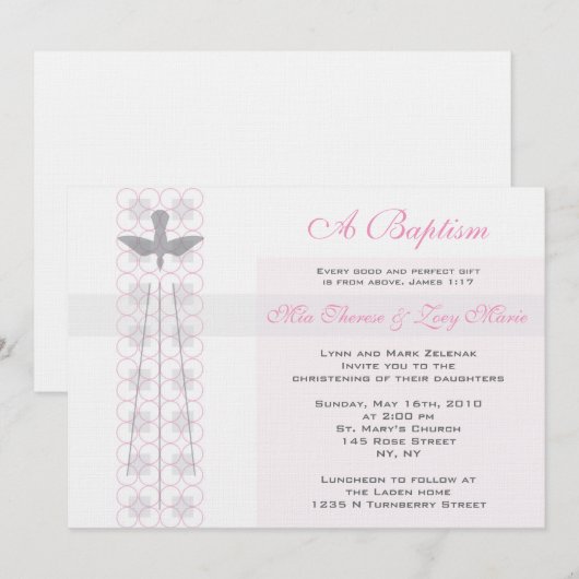 Zwillingsmädchen - Einladung (Vorne/Hinten)