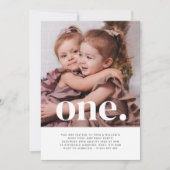 Zwillingsmädchen - Eins - Foto Einladung zum 1. Ge (Vorderseite)