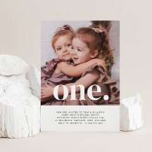 Zwillingsmädchen - Eins - Foto Einladung zum 1. Ge