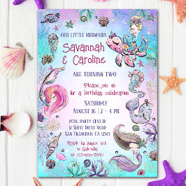 Zwillingsmädchen Geburtstag unter dem Party Einladung