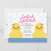 Zwillingsmädchen JEDES ALTER Gummi DUCKY BIRTHDAY Einladung (Vorderseite)