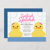 Zwillingsmädchen JEDES ALTER Gummi DUCKY BIRTHDAY Einladung (Vorne/Hinten)