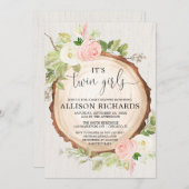 Zwillingsmädchen Rustikale Outdoor Mädchen Zwillin Einladung (Vorne/Hinten)