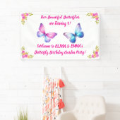 Zwillingsmädchen Schmetterling Geburtstagsbanner E Banner (Insitu)