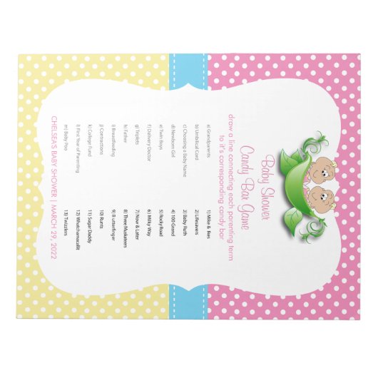 Zwillingsmädchen - Zwei Erbsen in einem Pod Candy  Notizblock (Vorderseite)