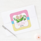 Zwillingsmädchendusche - zwei Erbsen in einem Pod Quadratischer Aufkleber (Umschlag)