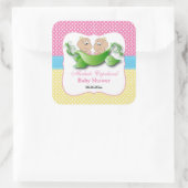 Zwillingsmädchendusche - zwei Erbsen in einem Pod Quadratischer Aufkleber (Tasche)