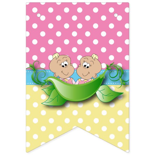 Zwillingsmädchendusche - zwei Erbsen in einem Pod Wimpelkette (Zweite Fahne)