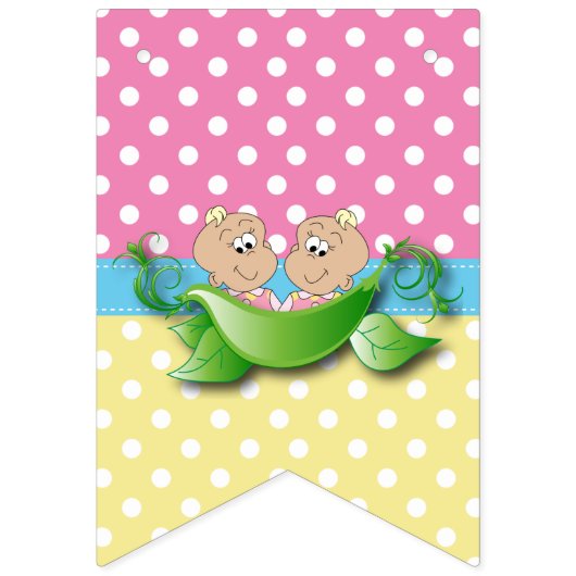 Zwillingsmädchendusche - zwei Erbsen in einem Pod Wimpelkette (Erste Fahne)