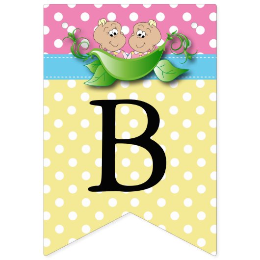 Zwillingsmädchendusche - zwei Erbsen in einem Pod Wimpelkette (Dritte Fahne)