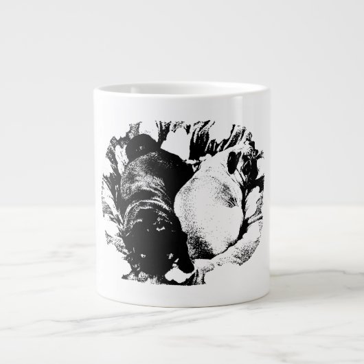 Zwillingsmöpse in sauberer Form Jumbo-Tasse (Vorderseite)