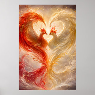 Zwillingspheonix-Herz der ewigen Liebe Poster