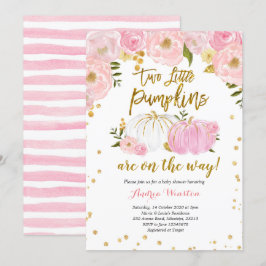 Zwillingspuffeldusche in Rosa und Gold Einladung