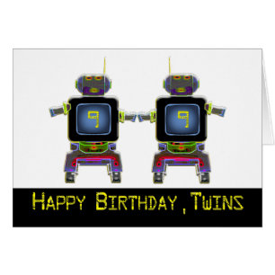 Zwillingsroboter in Neonfarben