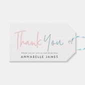 Zwillingsrosa moderne Typografie - Danke Geschenkanhänger (Vorderseite (Horizontal))