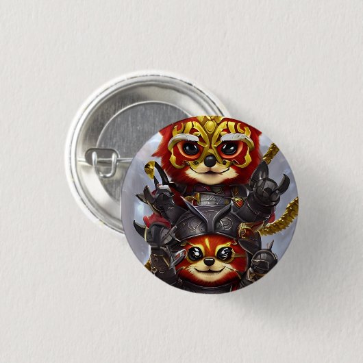 Zwillingsroter Panda Button (Vorne & Hinten)