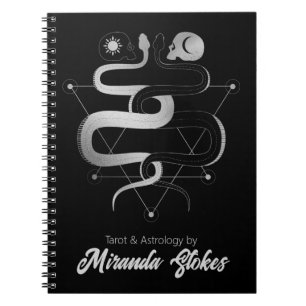 Zwillingsschlangen & Skulls Black & Silver Trendy Notizblock