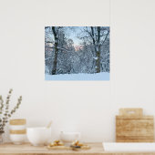 Zwillingsschnee auf Bäumen Poster (Küche)