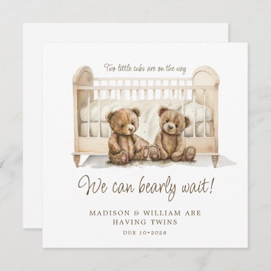 Zwillingsschwangerschaft Ankündigung neutraler Ted (Vorne/Hinten)