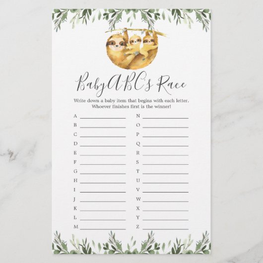 Zwillingsschwingendusche ABCs Race Game (Vorderseite)