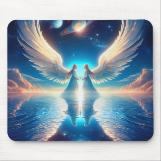 Zwillingssengel in der Wolkenschleife Mousepad