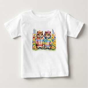 Zwillingssplitter im Regenbogen Baby T-shirt