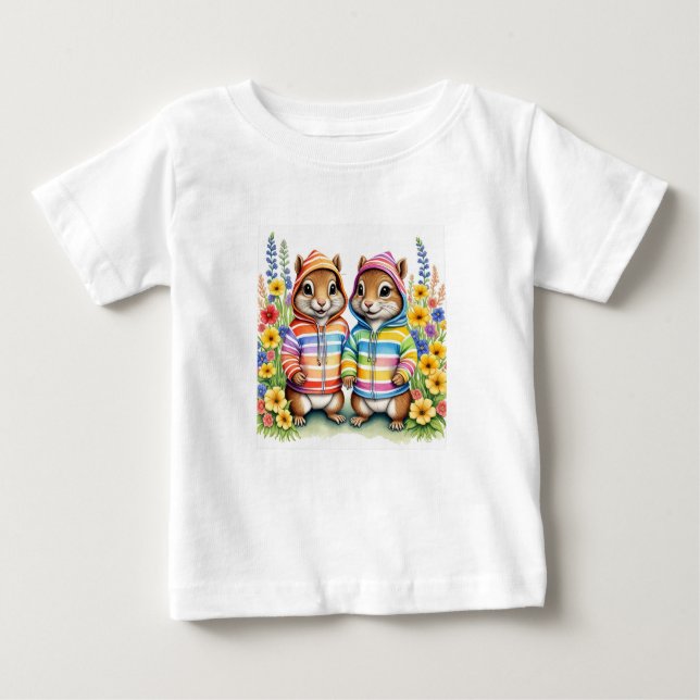 Zwillingssplitter im Regenbogen Baby T-shirt (Vorderseite)