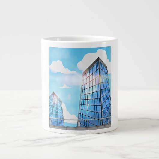 Zwillingsturm Wolkenkratzer Jumbo-Tasse (Vorderseite)