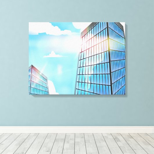 Zwillingsturm Wolkenkratzer Leinwanddruck (Insitu (Holzboden))