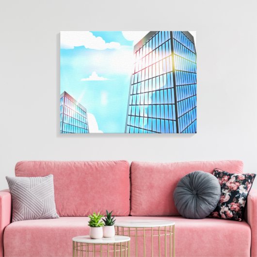 Zwillingsturm Wolkenkratzer Leinwanddruck (Insitu (Wohnzimmer))