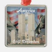 Zwillingstürme 9/11 Gedenkstätte Silbernes Ornament (Vorne)