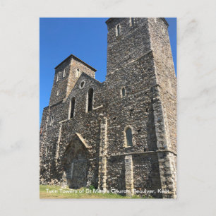 Zwillingstürme der St. Mary's Church Reculver Kent Feiertagspostkarte