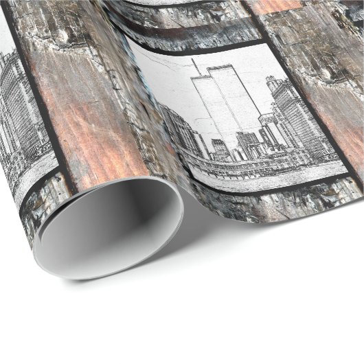 Zwillingstürme Geschenkpapier (Rolleneckpunkt)