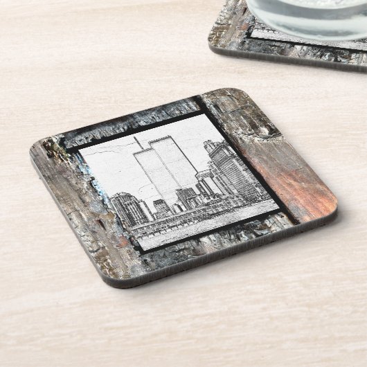 Zwillingstürme Getränkeuntersetzer (Linke Seite)