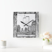 Zwillingstürme Quadratische Wanduhr (Zuhause)