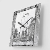 Zwillingstürme Quadratische Wanduhr (Winkel)