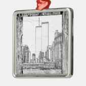 Zwillingstürme Silbernes Ornament (Links)