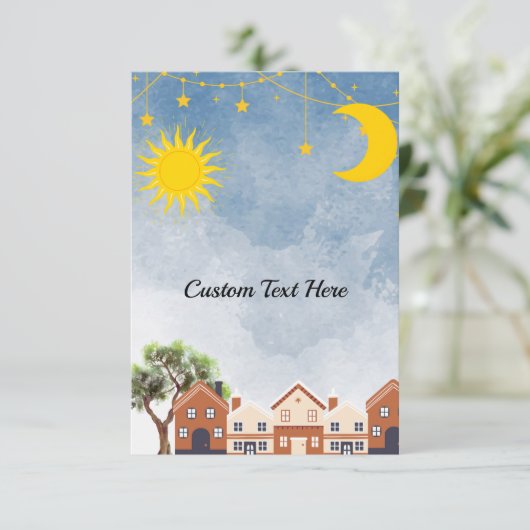 Zwillingsüber der Sonne und der Mond-Babydusche Begleitkarte (Stehend Vorderseite)
