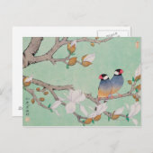 Zwillingsvögel in den Zweigen Postkarte (Vorne/Hinten)