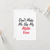 Zwing mich nicht, meine Athletenstimme zu benutzen Karte (Vorderseite/Rückseite Beispiel)