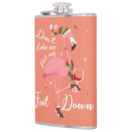 Zwing mich nicht, meine Füße in rosa Flamingo-Gesc Flachmann (Links)