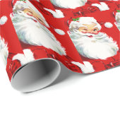 Zwinkerender Weihnachtsmann Geschenkpapier (Rolleneckpunkt)
