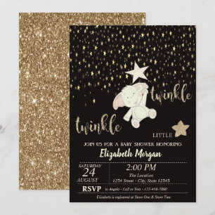 Zwinkern Kleiner Stern Gold Glitter, Bär Baby Show Einladung