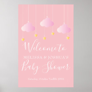 Zwinkern Sie rosa Baby Mädchen Shower Willkommen Poster